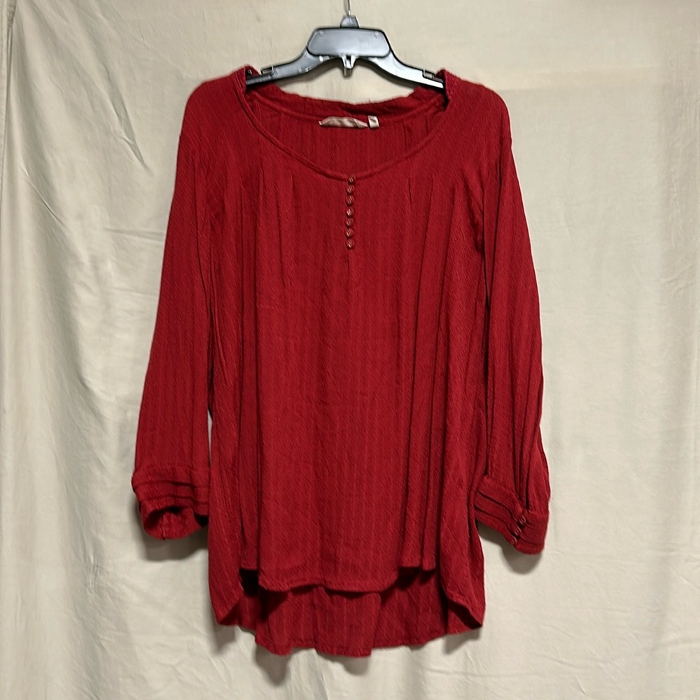 Soft Surroundings Cabernet Scoop Neck Long Sleeve Blouse Womens Size XL Box 3-18